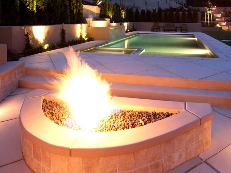 Propane heated pool and fire pit